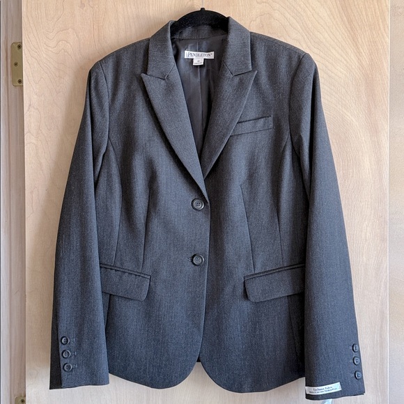NWT PENDLETON Dark Gray Virgin Wool Blazer Suit Jacket Women’s Size 10 - Picture 1 of 12